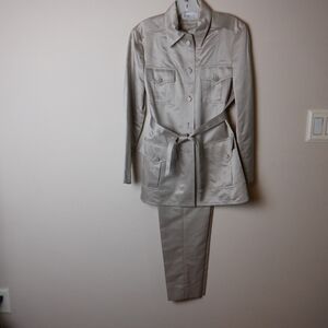 Alberta Ferretti champagne utility pantsuit, size 8
